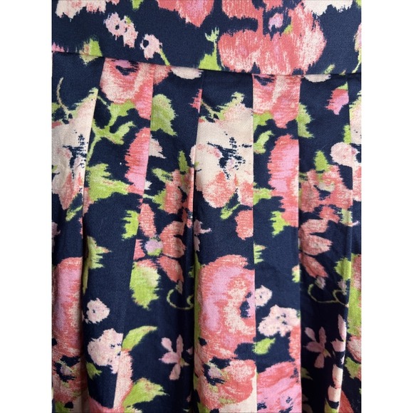 Brooks Brothers Floral Pleated Multicolor Cotton A-Line Skirt Women's Size 2 - Picture 3 of 7
